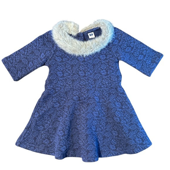 Janie and Jack Other - Janie and Jack Navy Blue Ponte Knit Dress With Faux Fur Collar - Size 2T Warm